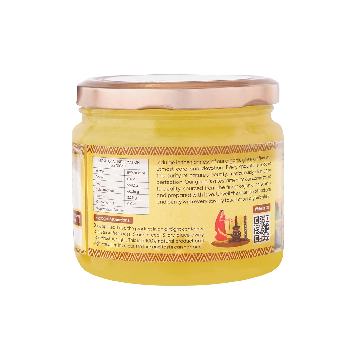 100% Natural Cow Ghee By Krisa Organic | Rich In Nutrients & Vitamins A, D Healthy Pure Desi Ghee Good For Glowing Skin | (250ml) 8.4 Ounce | Jar Pack
