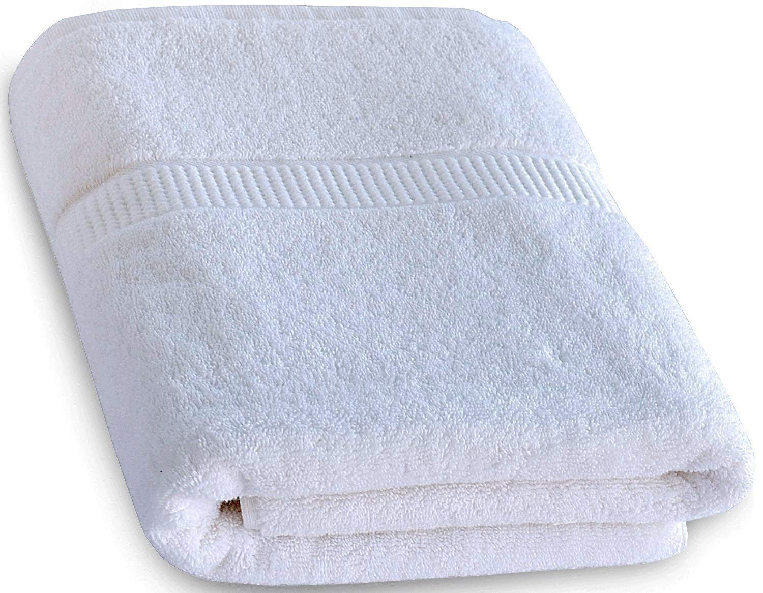 Ayus 100% Cotton Large Bath Towel 1600 Gsm | Ultra Soft Super Absorbent Towel (White) - Set Of 4
