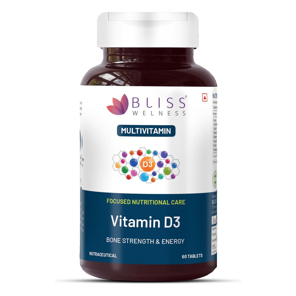 Bliss Welness Vitabliss Vitamin D3 For Healthy Immune System And Bone, Teeth & Heart Health | 60 Tablets , 100gm 0.2lbs
