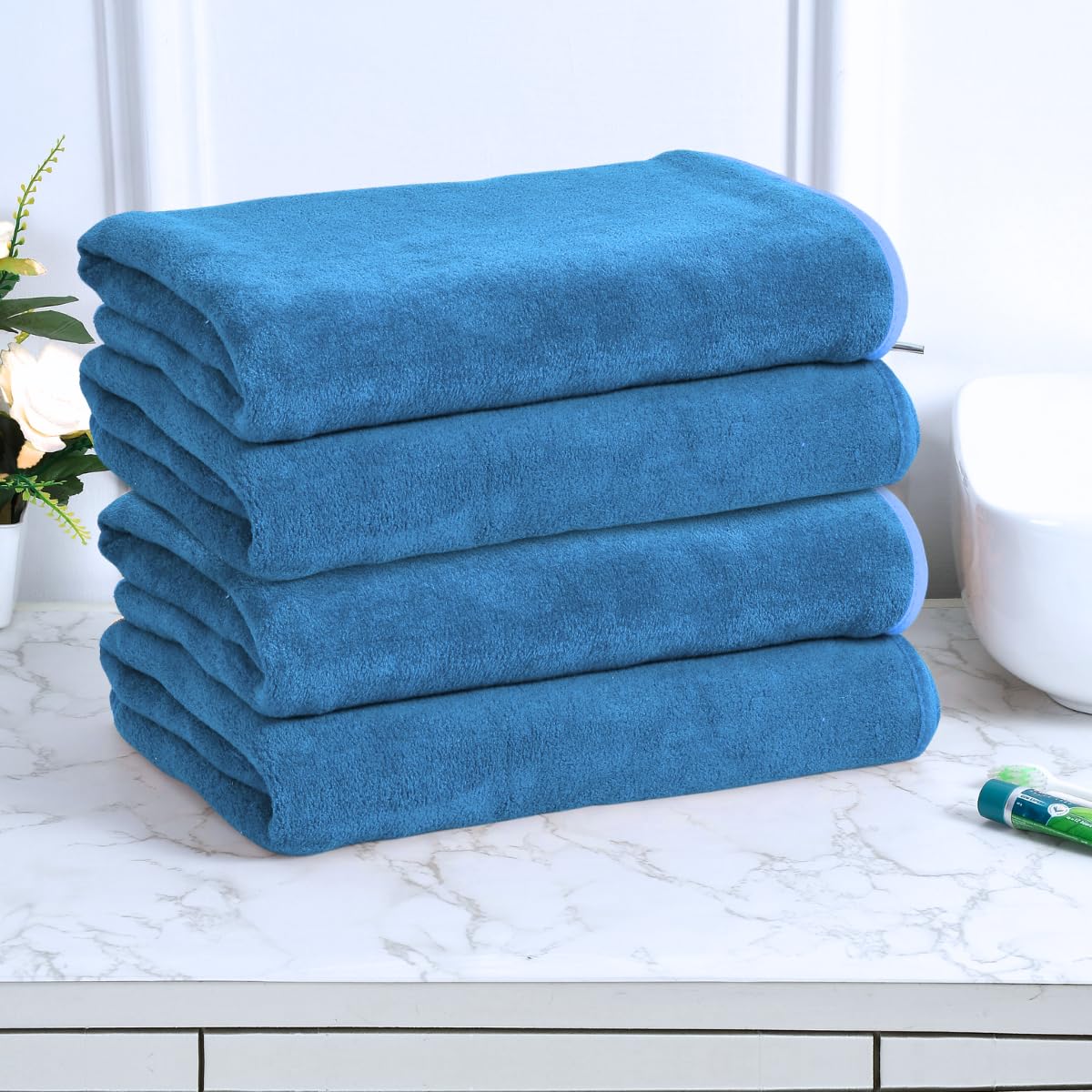 Black Gold The Finer Touch Premium Microfiber Bath Towels 1600 Gsm | Lightweight Ultra-Soft Fade Resistant (Royal Blue) - 4 Pcs