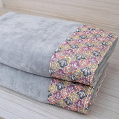 Rangoli Prima Dream 100% Cotton Lace Bath Towel 900 Gsm | Ultra Soft, Super Absorbent & Eco-Friendly Hanging Bath Towels (Grey) - Pack Of 2