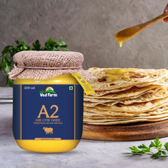 Organic A2 Gir Cow Ghee By Ved Farm | Traditional Vedic Bilona Method Indian Gir Cow Ghee Good For Taste | (500ml) 16.9 Ounce | Jar Pack