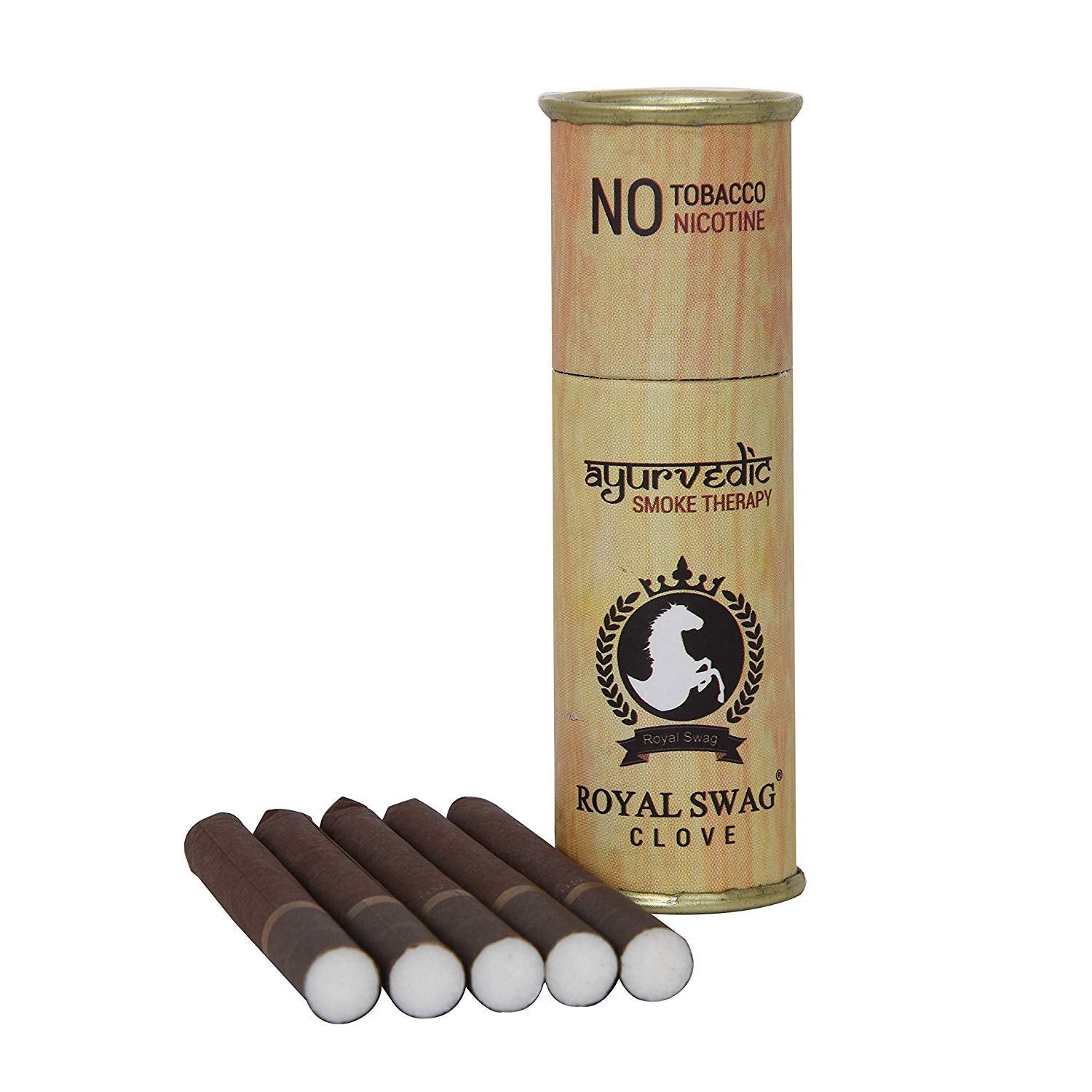 Royal Swag Ayurvedic & Herbal Cigarette, Clove Flavour Smoke Tobacco Free Cigarettes Helps In Quit Smoking - (10 Sticks, 1 Shot)