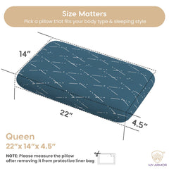 Cool Gel Memory Foam Pillow For Sleeping, Thick Pillow, Queen Size - 4.5 Inch | Neck Support Pain Relief, With Removable Blue Checks Cover | Compressible, Breathable - Pack Of 1