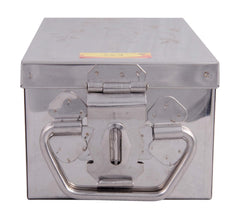 Stainless Steel Jewellery Box Bank Locker Safe Storage Cash Peti Bank Box Container 10.23 Inch, Printed Laser Design, Silver