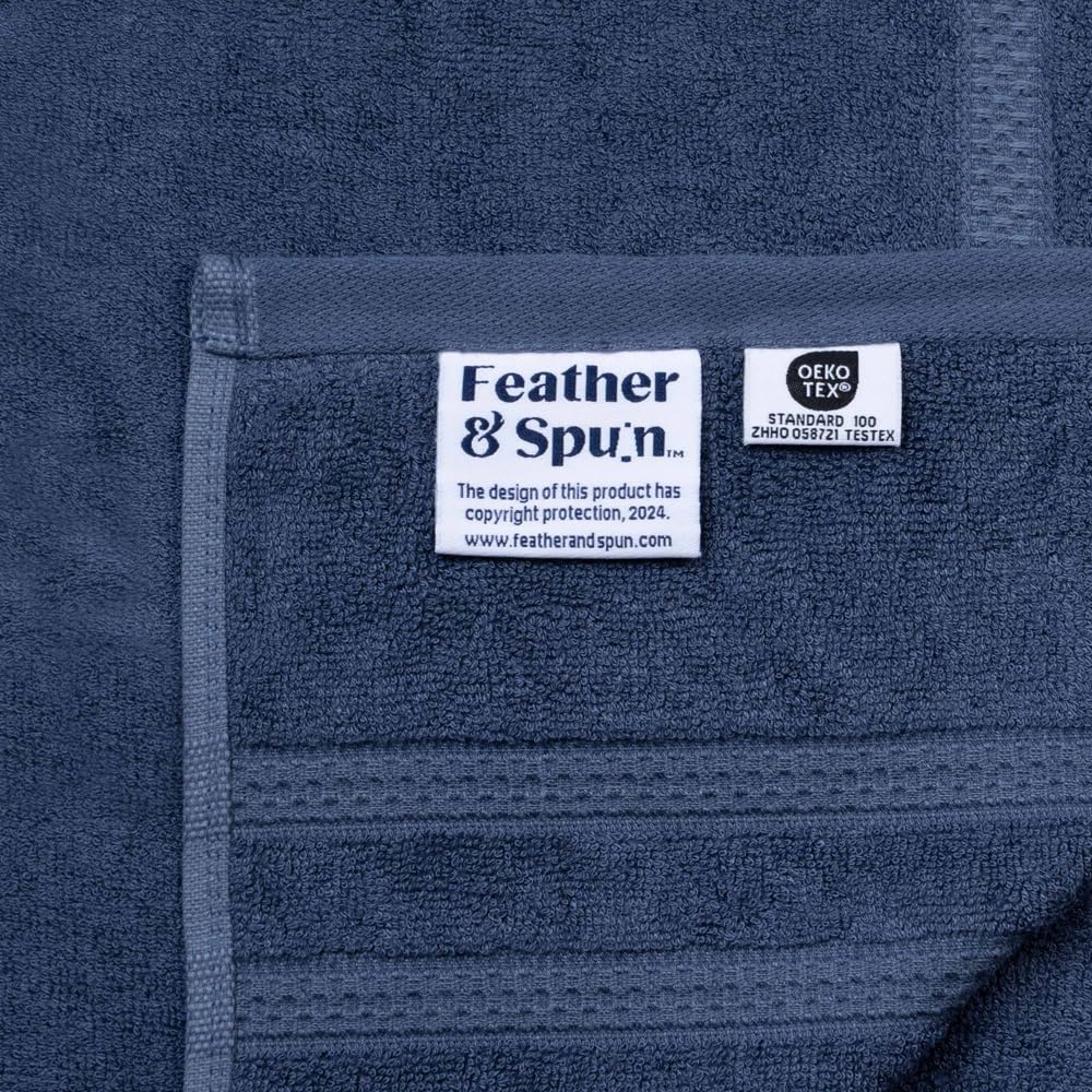 Feather & Spun Bamboo Lavender Fragrance Cotton Hand Towel 400 Gsm | Anti Microbial Fade Resistant Double Needle Stitch Hand Towel (Midnight Indigo) - Pack Of 2