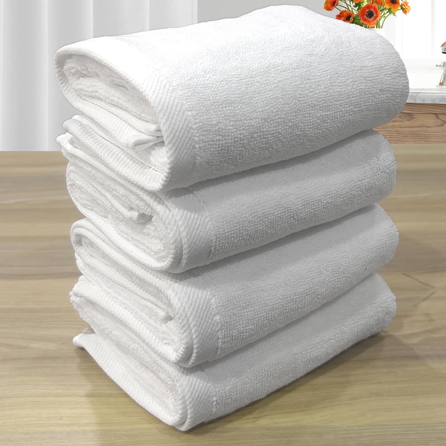 The Veloure Hotel White Hand Towel 700 Gsm | Pure Cotton Super Soft Anti Microbial Towels (Set Of 4)