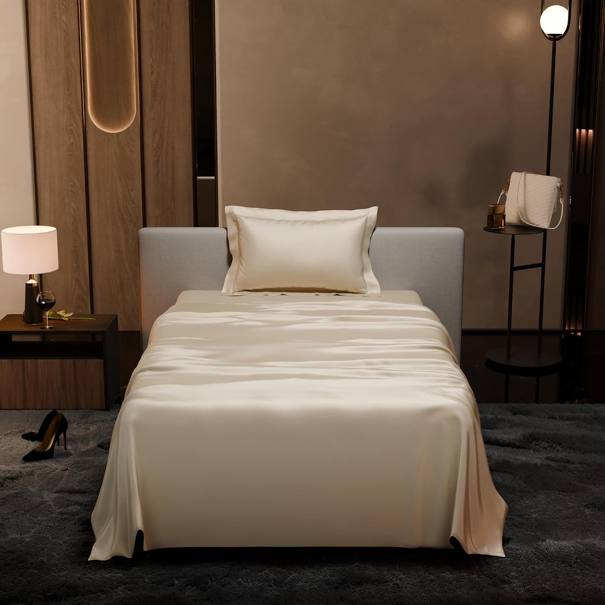 Single Bedsheet With 1 Pillow Cover - 60 X 90 Inches, Charming Ivory | Premium Bedding Set, Home Decor, Wedding Gift For Couples, Housewarming, Anniversary