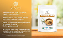 Purkai Brahmi Bacopa Monnieri Powder Jaivik Bharat Certified, Neer Brahmi Podi Non - Gmo, No Added Preservative Or Additives | 200gm 0.4lbs