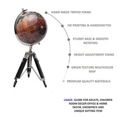 Rotating World Globe 8 Inch With Tripod Stand For Show Piece, Office Decor, Study Table Decor, Birthday, Party Gifts & Anniversary, For Kids & Students Learning, Pack Of 1
