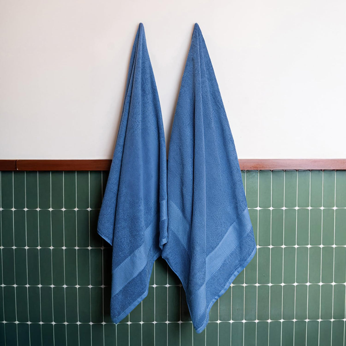 Himeya Bamboo Bath Towel 1000 Gsm | Ultra Absorbent 3x Softer Than Cotton Towels (Nautical Blue) - Pack Of 2