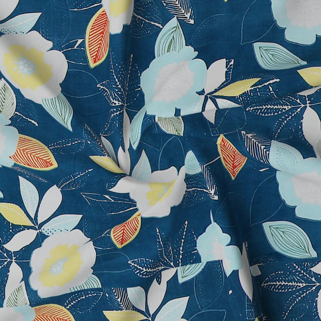 Presents Bedsheet For Double Bed With 2 Pillow Covers | Size - 90 X 100 Inches, Blue & Yellow | Light Weight, Suitable For All Seasons & Easy To Wash