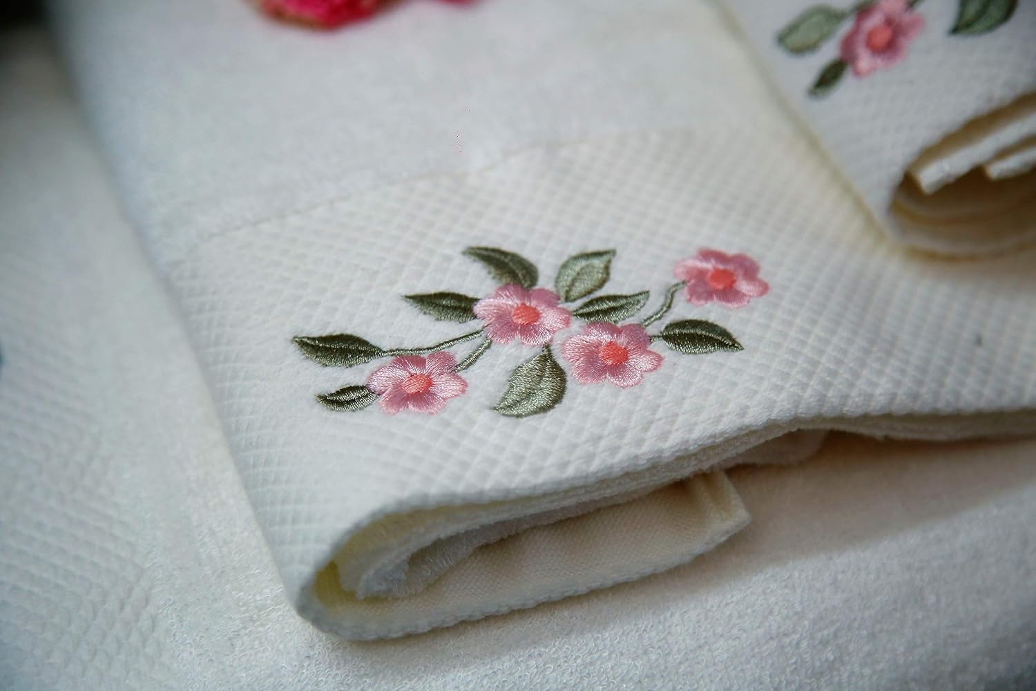 100% Bamboo Embroidery Bath, Hand & Face Towel Set 900 Gsm (White) - 3 Pcs