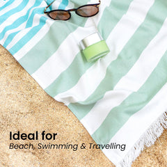 Mush Extra Large Cabana Style Turkish Towel 280 Gsm | 100% Bamboo Bath Towel - Xl Size | Ultra Soft, Feather-Light & Quick Dry Travel Towel For Beach, Pool (Turquoise & Green)