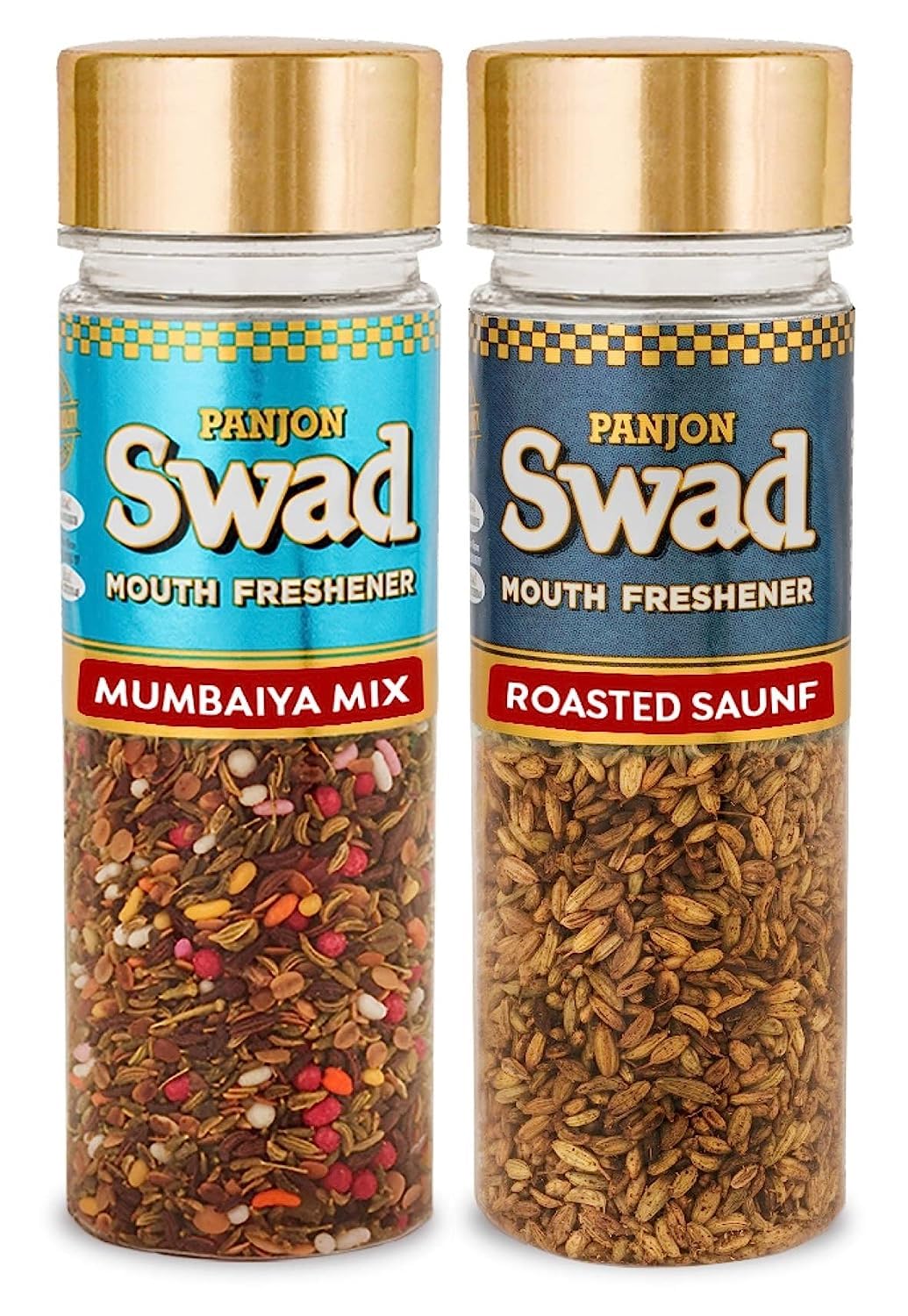 Panjon Swad Mumbaiya Mix & Roasted Saunf Mouth Fresheners 380gm, (190gm *2 Bottles)
