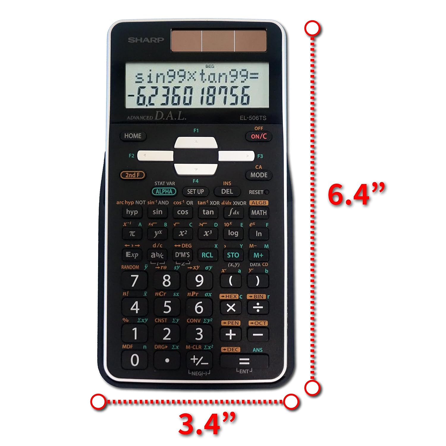 SHARP Scientific Calculator 2 Line Display & Solar Power