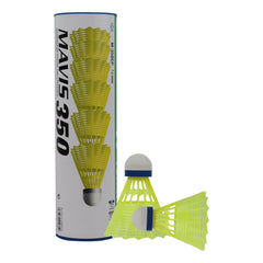 Yonex MAVIS 350 Badminton Nylon Shuttlecocks, Blue Cap, Colour - Yellow, Pack Of 6 Shuttles