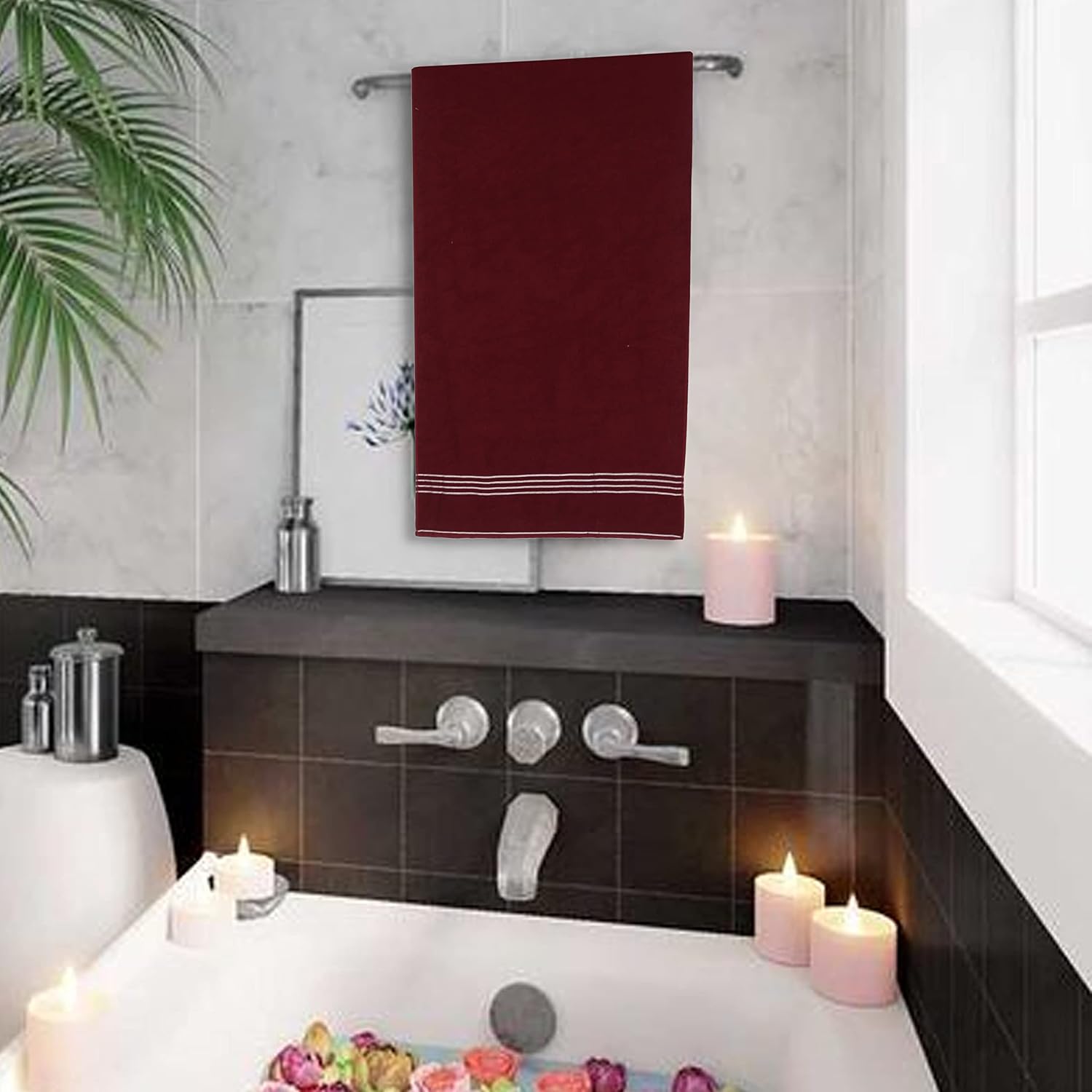 Khillayox Cotton Extra Large Size Bath Towel 450 Gsm | For Men & Women (Maroon)