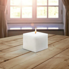 WHITE SQUARE CANDLE 3INCH | BURNING TIME 40 HOURS | CENTRE TABLE PILLAR CANDLE