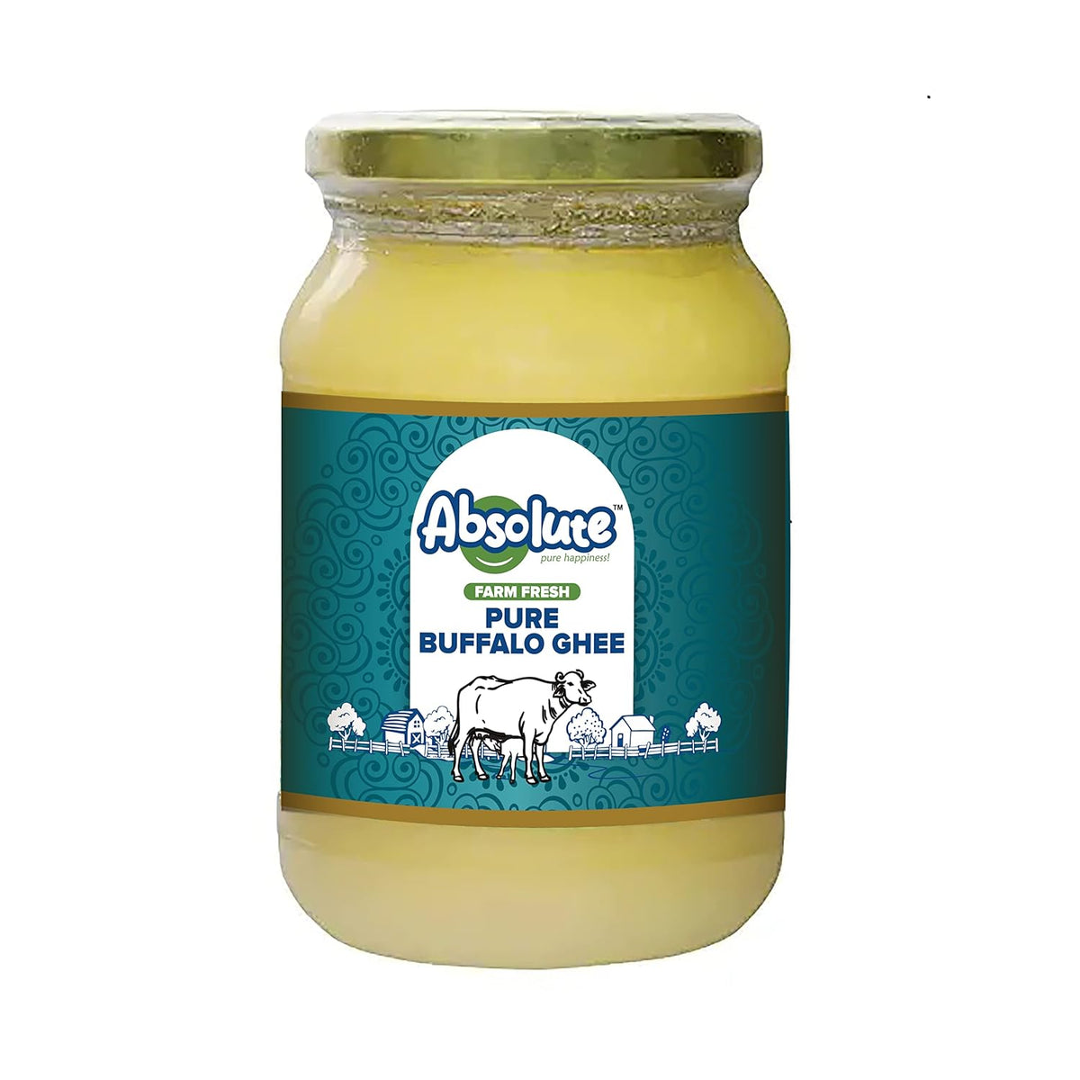 100% Natural Desi Buffalo Ghee By Absolute | Good Source Of Protein Fiber Healthy & Nutritious Desi Ghee Perfect For Laddus | (500ml) 16.9 Ounce | Jar Pack