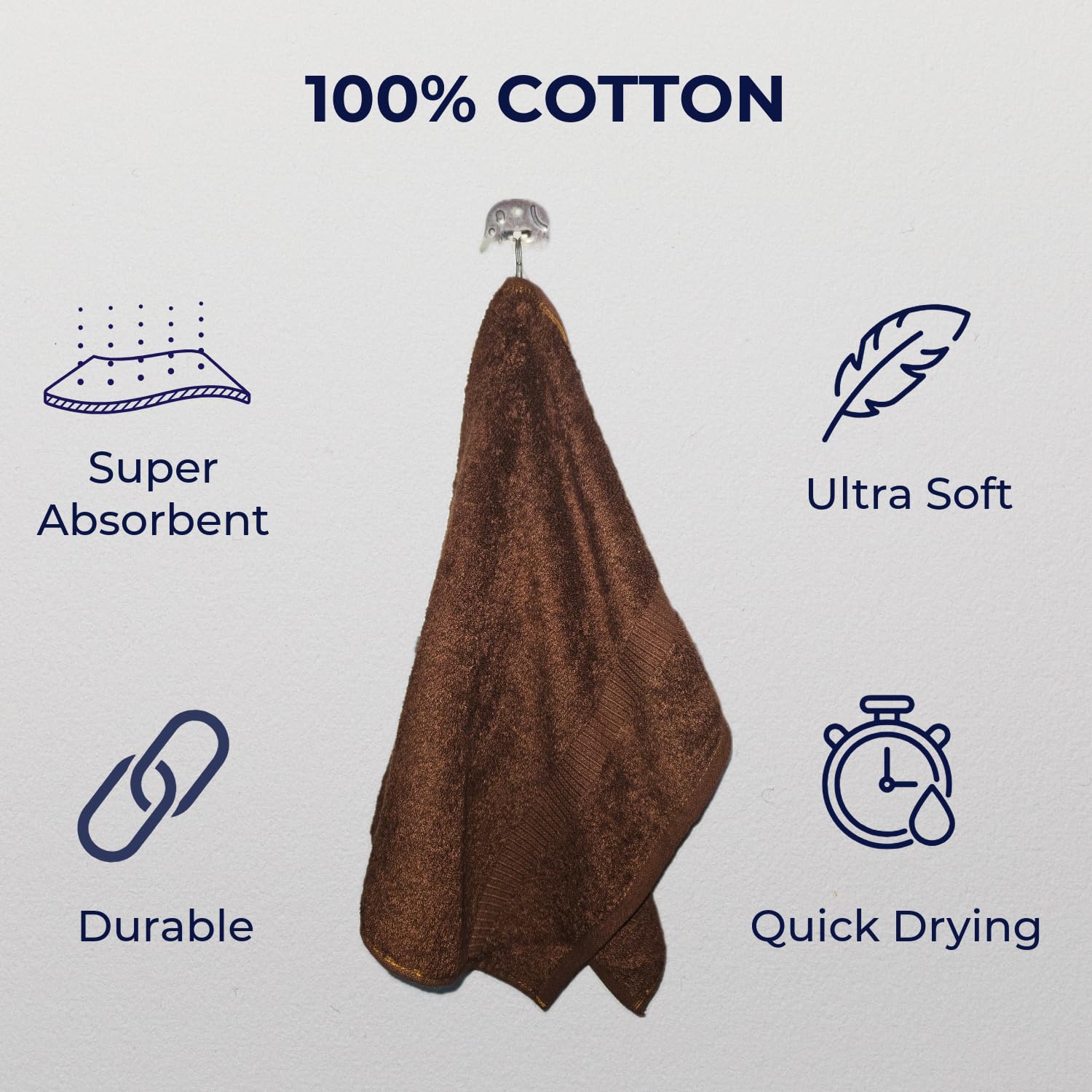 Nive Home Linens 100% Cotton Hand Towel 400 Gsm | Ultra Soft, Thick & Super Absorbent, Quick Dry Hand Towel (Dark Beige & Dark Brown) - 2 Pcs
