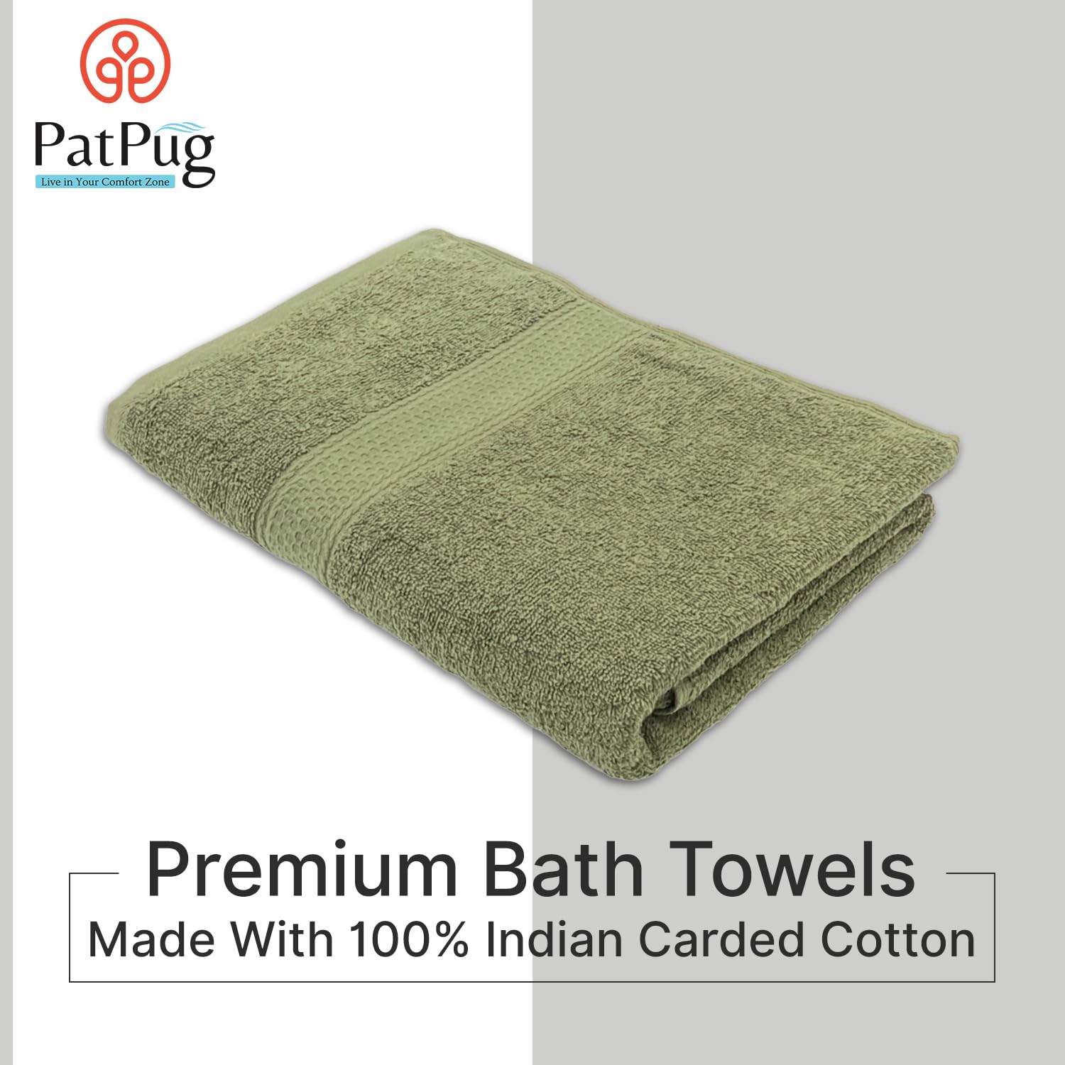PatPug 100% Indian Ultra Soft Cotton Towel 380 Gsm Highly Absorbent, Fade Resistant Large Bath Towel (Light Green)
