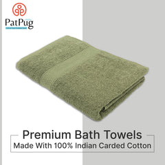 PatPug 100% Indian Ultra Soft Cotton Towel 380 Gsm Highly Absorbent, Fade Resistant Large Bath Towel (Light Green)