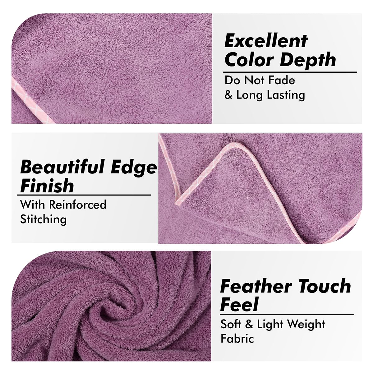 Urbanleaf Microfiber Large Bath Towel Quick Dry Super Absorbent Bath Towel | Towel For Bath, Travel, Gym, Beach, Pool & Yoga (Purple)