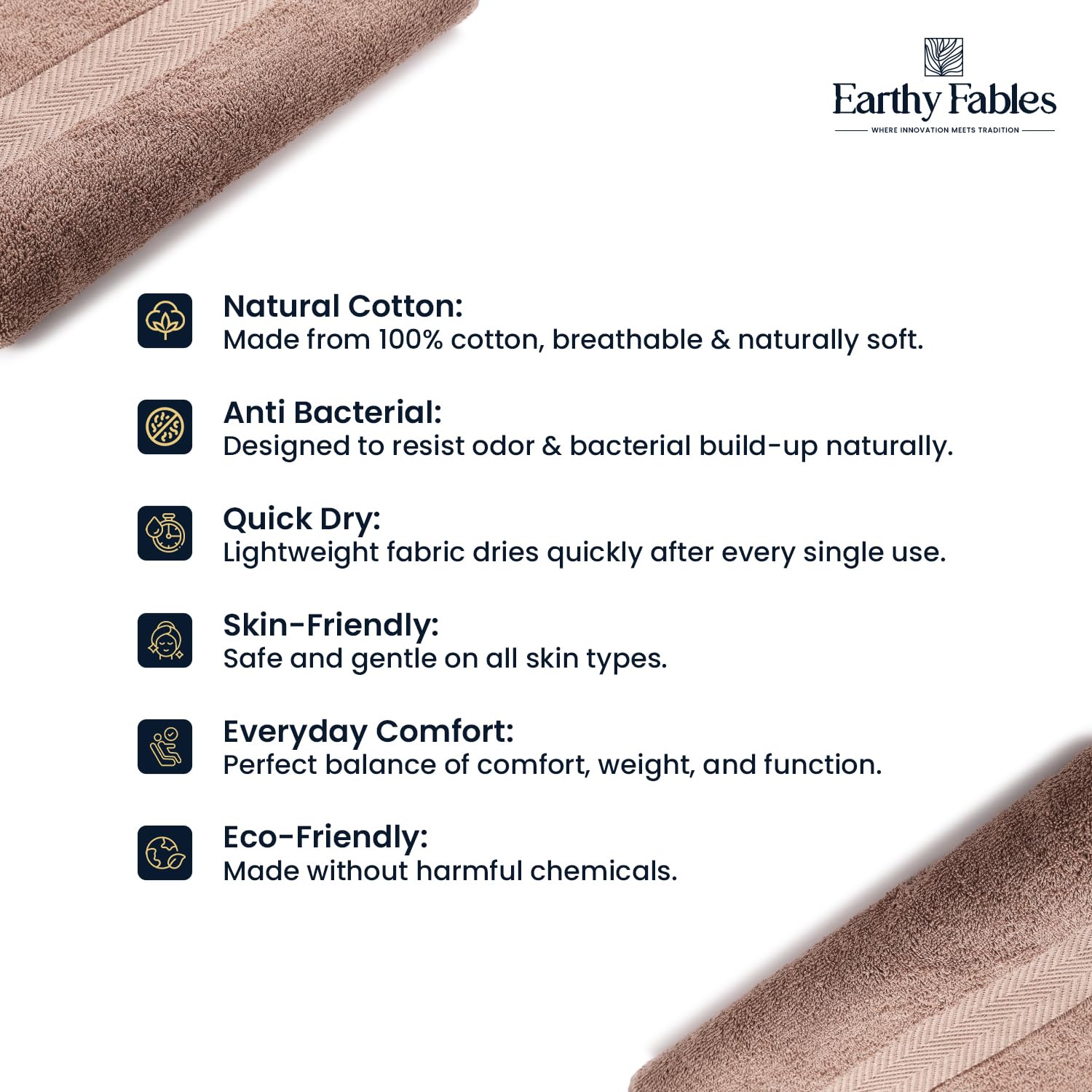 Earthy Fables Pure Carded Cotton Bath Towel 1000 Gsm | Soft, Absorbent, Quick Dry & Skin-Friendly Towel Set Of 2 (Mocha)