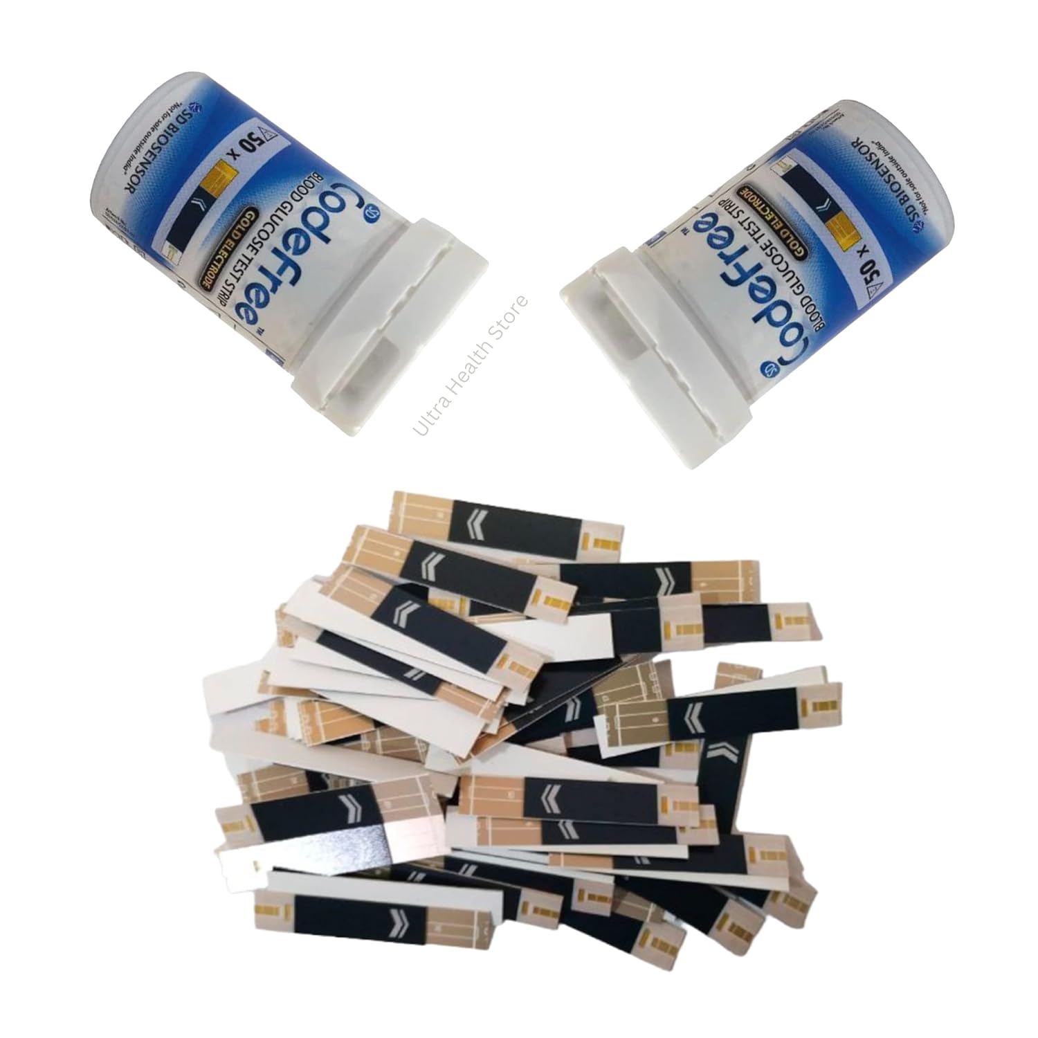 SD Codefree Blood Glucose Test Strips With SD Round Lancet - 100 Test Strips + 100 Lancets