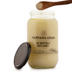 Pure A2 Buffalo Desi Ghee By Haryana Gram | Rich In Vitamin A, D & Minerals Healthy Desi Ghee Good For Glowing Skin | (1 Litre) 33.8 Ounce | Jar Pack