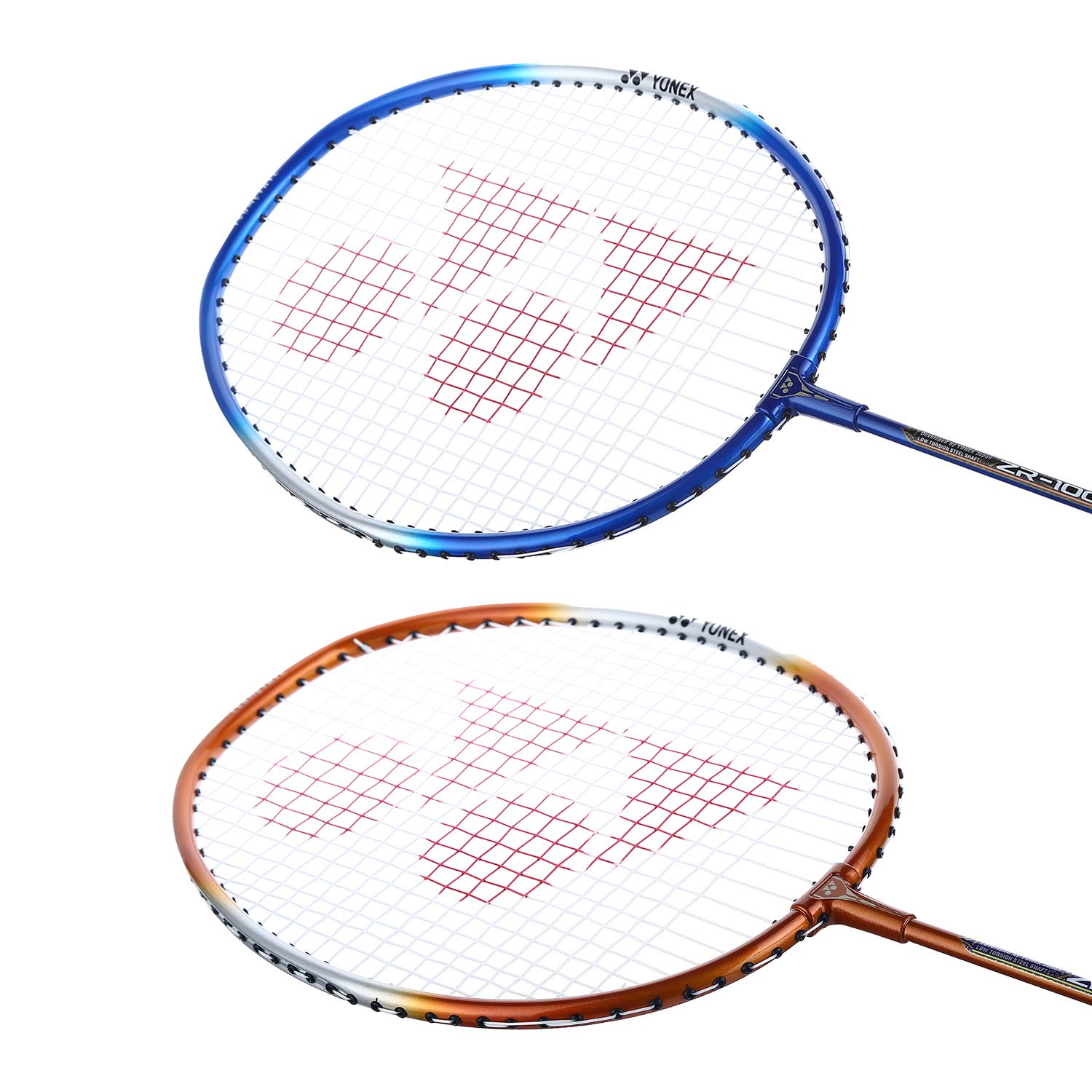 Yonex ZR 100 LIGHT Aluminium Badminton Racquet With Full Cover, Set Of 2 | Colour - Blue + Orange, Grip Size - G4 3 3/4 inches