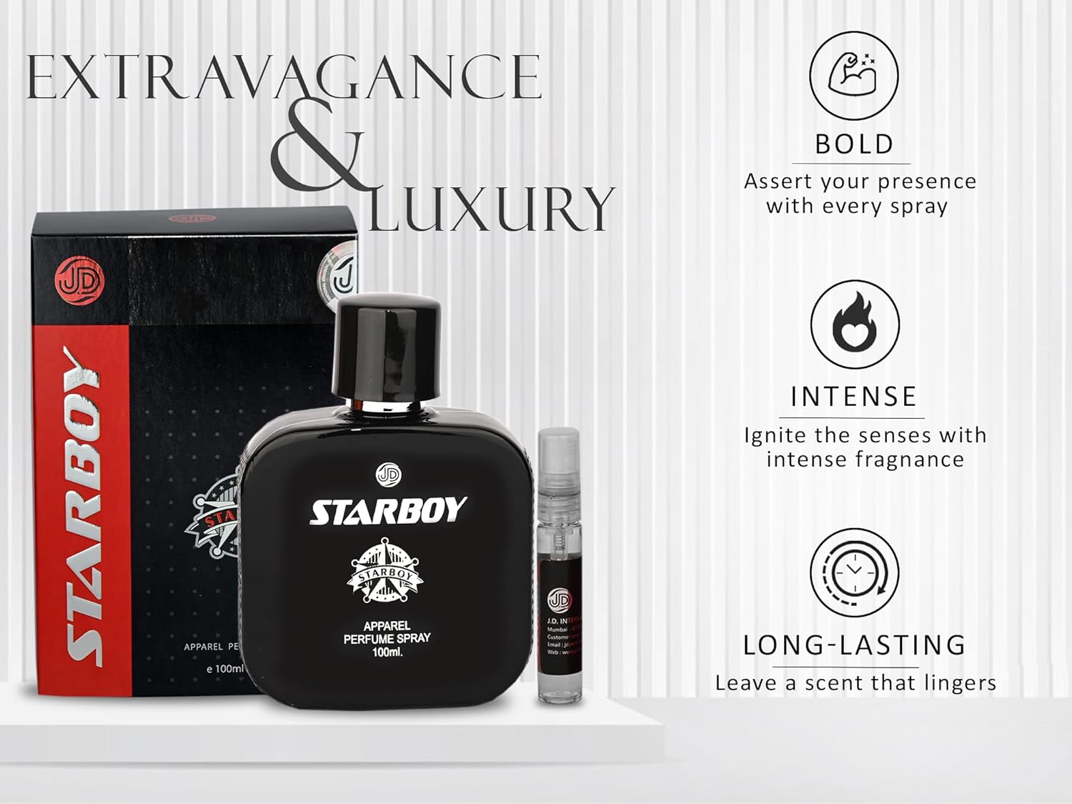 JD International Star Boy Black Apparel Unisex Perfume With Long Lasting Fragrance - 100ml, 3.4 Fl.oz. | Perfume For Men & Women