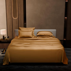Bedding Set 1 Bedsheet King Size With 4 Pillow Cover - 108 X 108 Inches, Gold | Wedding, Bedroom, Date Night Collection | 300 Thread Count