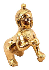 Ashtadhatu Laddu Gopal Idol | Janmashtami Specials For Home, Brass, Size - No.6, Golden Hand Painted, All Occasions & Festivals, Best Statue