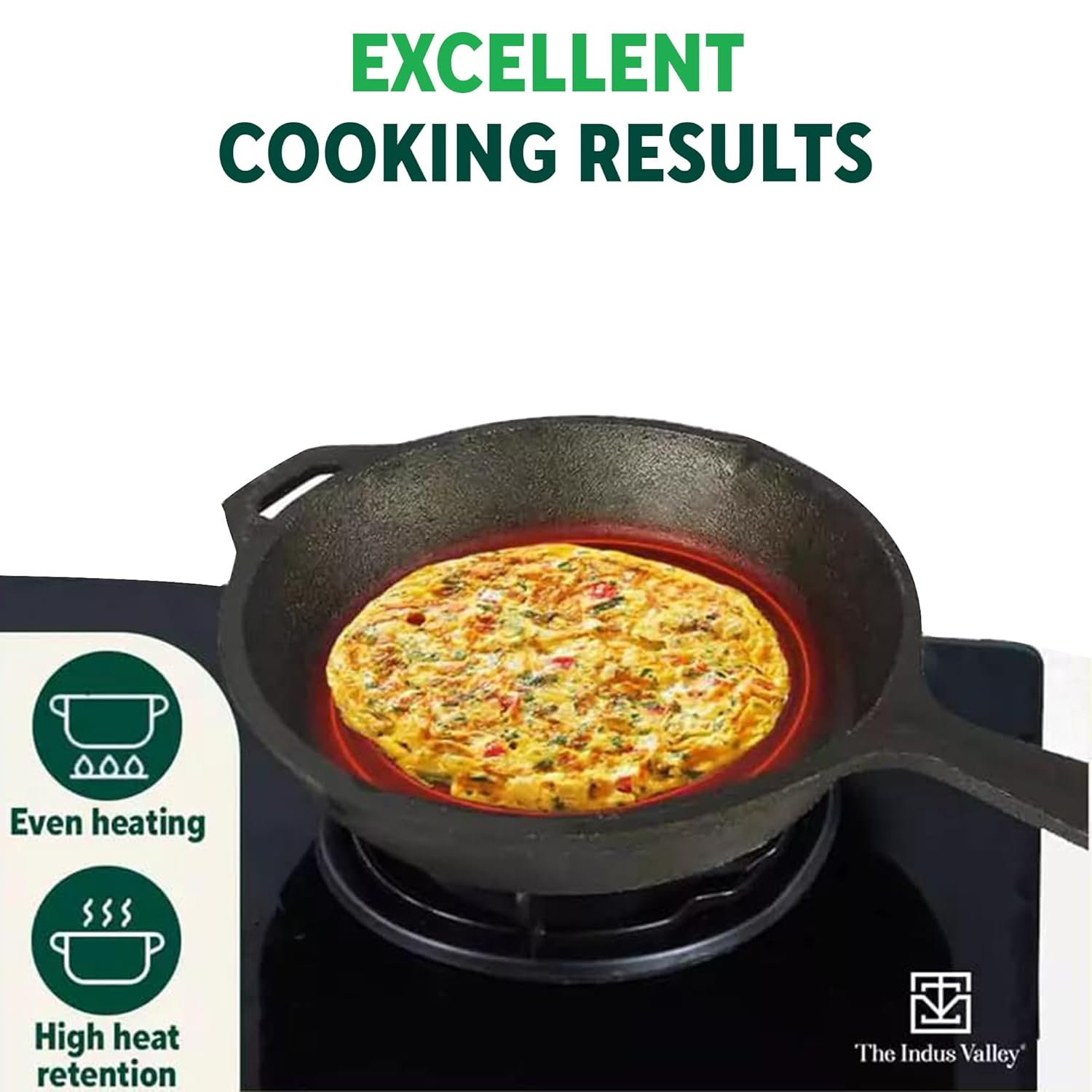 Pre-Seasoned Black Cast Iron Fry Pan Or Skillet With Silicone Grip - Medium 25cm, 10 Inch, 1.6 Ltr, 2.4 Kg | Induction Friendly, Nonstick Fry Pan, 100% Pure & Toxin Free, No Chemical Coating