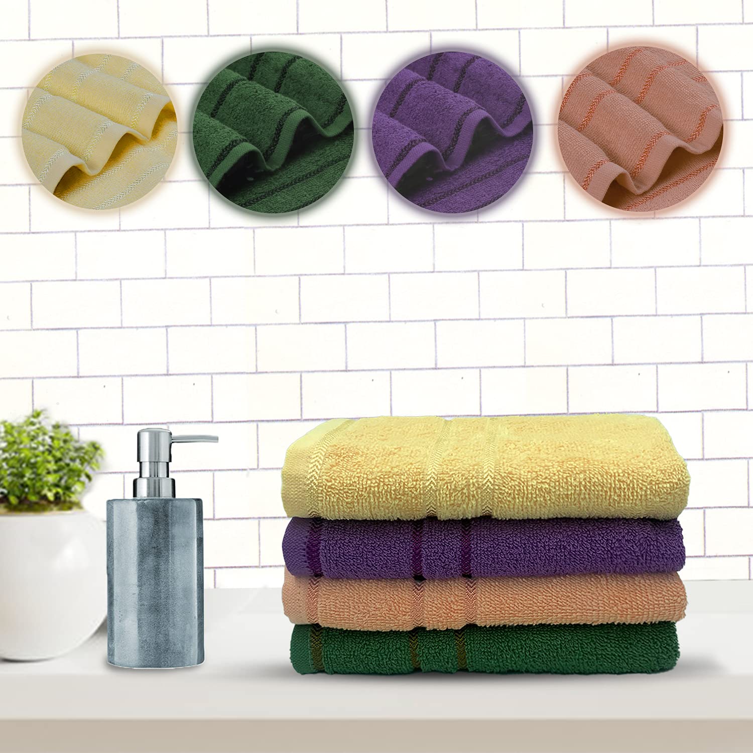 Sassoon Melrose 100% Cotton Hand Towel 800 Gsm | Highly Absorbent, Soft Material Perfect For Daily Use (Assorted) -4 Piece