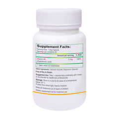 Biotrex Nutraceuticals Vitamin B5 (Pantothenic Acid) Supplement, 100% Rda Approved, For Energy & Metabolism | 60 Veg Capsules , 100gm 0.2lbs