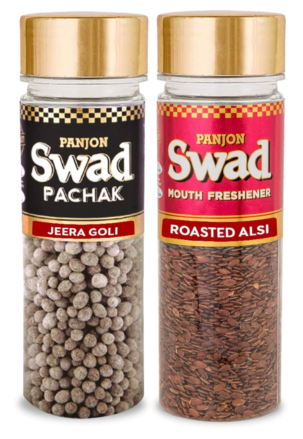 Panjon Swad Jeera Goli & Roasted Alsi Pachak Mouth Fresheners 500gm, (250gm *2 Bottles)