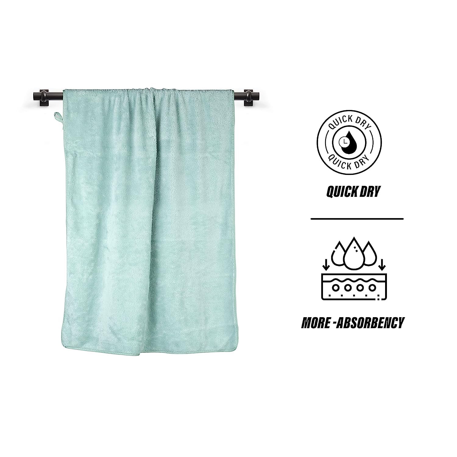 Glivary Microfiber 300 Tc Bath Towels | Extra Soft Plush & Quick Dry High Absorbency Large Size Towels For Bathing (Pista Green)
