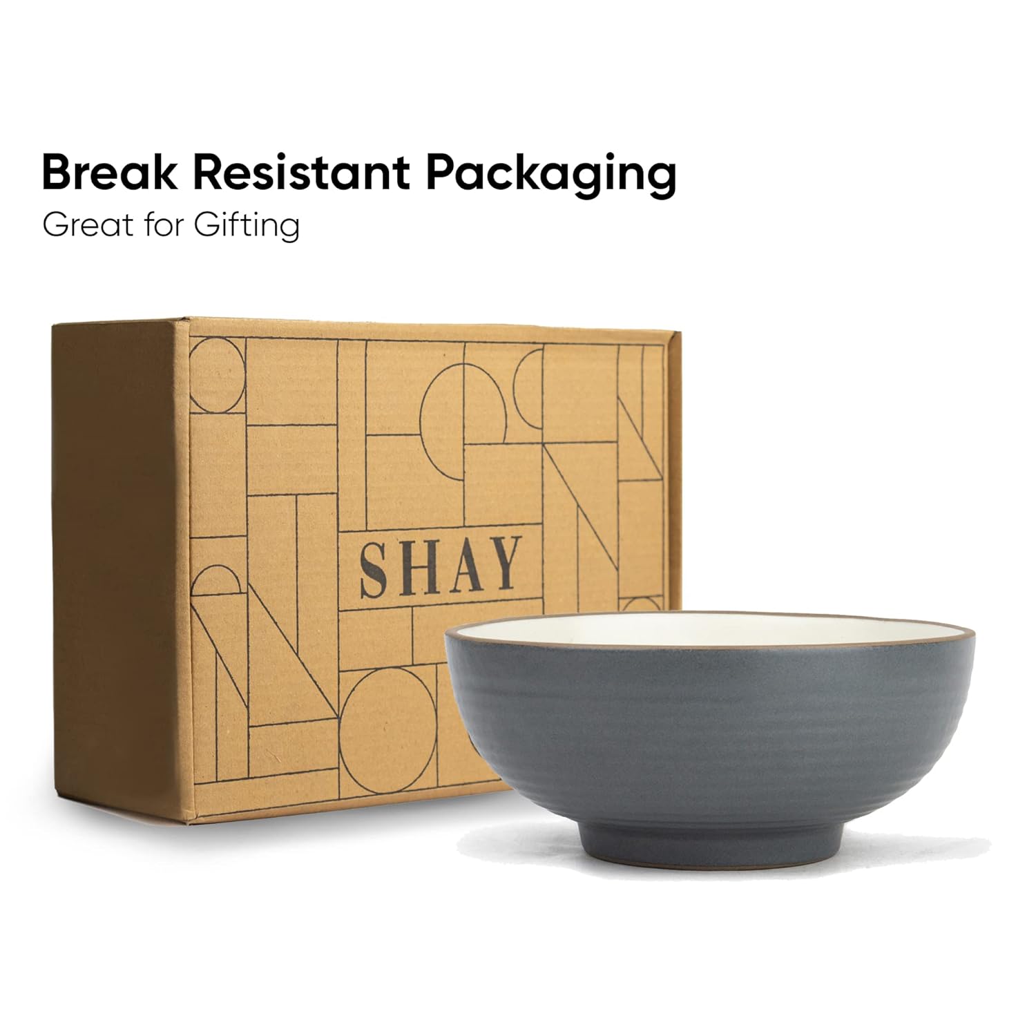 Ceramic Large Serving Bowls Set Of 1 Pc - 1500ml, Grey White | Premium Ceramic Bowls - Microwave Safe Bowls | Ceramic Bowl With Glossy Finish - Large Size Bowl