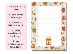 A5 Notes/To Do List Notepad, Beautiful Checklist Pad, Tear-Off Sheets (Strawberry Jam) Pack Of 1