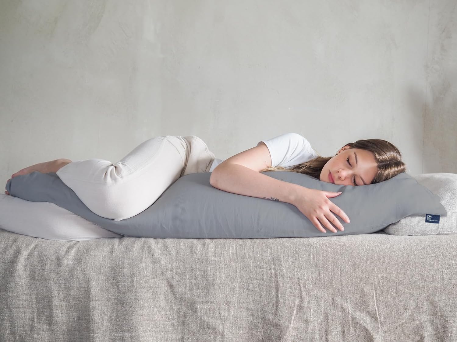 Long Pillow, Full Body Pillow, Pregnancy Pillow For Sleeping, Light Grey - 18 X 54 Inch | Bed Pillow, Large Pillow, Neck Support, Multipurpose Use, Soft Pillow For Knee, Legs, Back, Arm