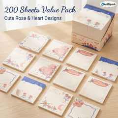 Sticky Notes – 200 Sheets Morning & Rose Memo Pad For Study, Writing, Planning (Stranger Rose)