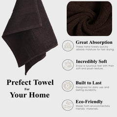 Fresh From Loom Luxury Fur Collection Hand Towel 500 Gsm Napkins Cotton High Absorbency Double Stitched Size (Brown) - Set Of 2