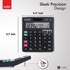 Saya SY-C120 12 Digits Display, Check And Correct Classic Desktop Calculator | Ergonomic Design - Ideal For Office Supplies | School Supplies | 3 Year Warranty