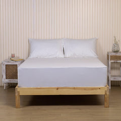Pure Cotton Elastic Fitted Bedsheet With 2 Pillow Cover - 72 X 72 Inches, White | Machine & Hand Wash | Environmentally Friendly Bedding
