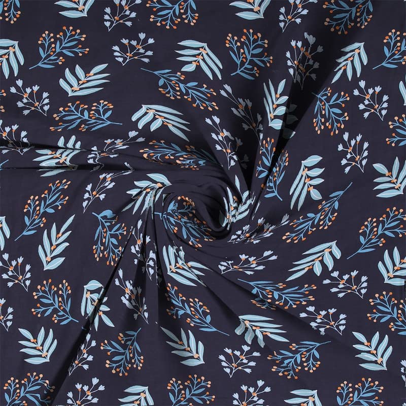 Printed Double Bedsheet With 2 Pillow Cover - 72 X 78 X 6 Inches, Black & Blue | All Around Elastic Fitted Bedsheet | Super Soft Polycotton With 200 Thread Count