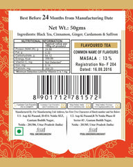 San-Cha Tea Boutique Royal Saffron Masala Chai - 50gm, 1.7 Ounce | Blend Of Real Kashmir Saffron With Cardamom - Ginger & Cinnamon Kesar Chai | Medium Caffeine