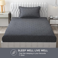 Soft Microfiber Single Bedsheet With 1 Pillow Covers - 60 X 90 Inches, Grey, Damas Design | Wrinkle Free Design & Easy To Wash | Refreshing Your Bedroom Look